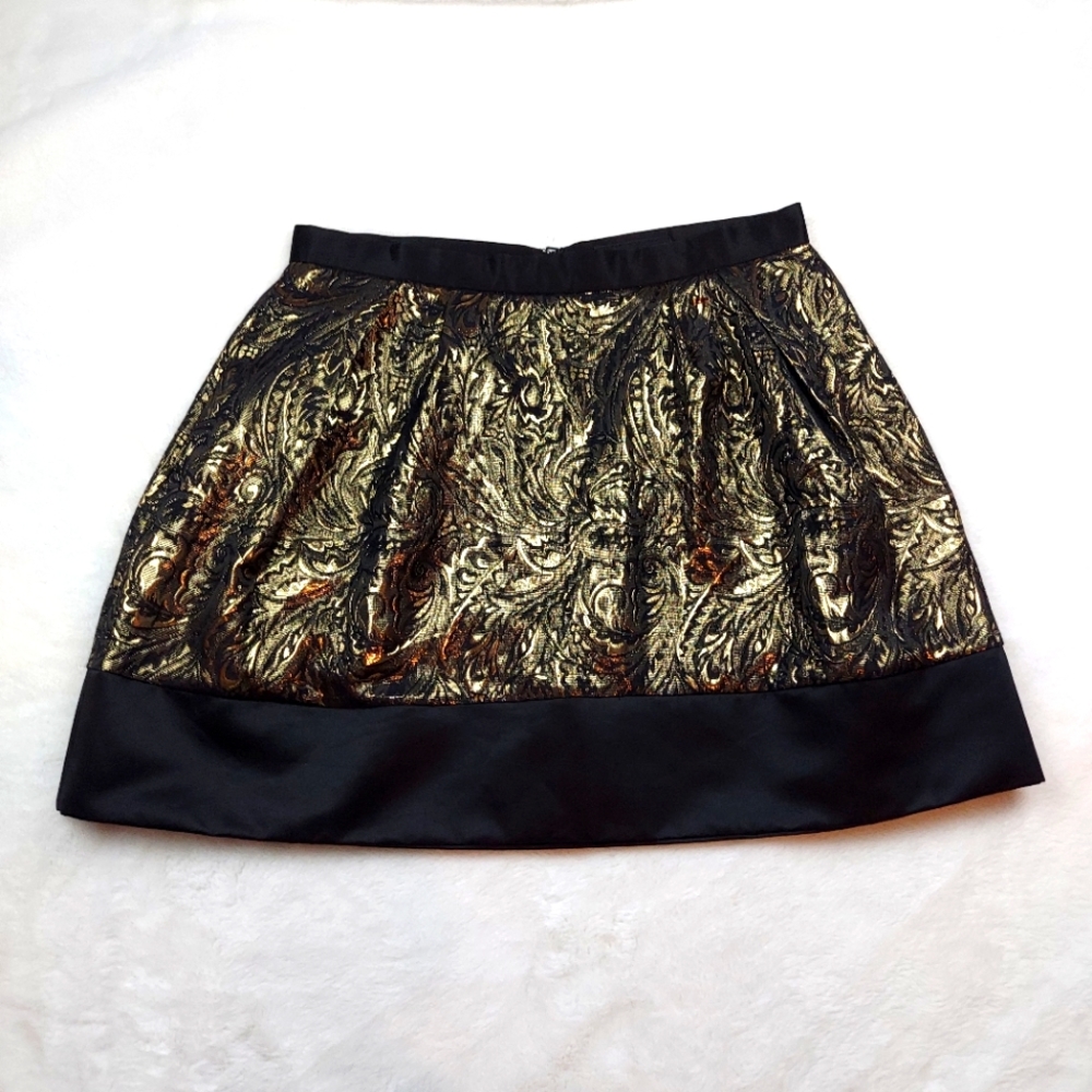 Pink Tartan Gold Metallic Black Lined Back Zipper Short Mini Skirt Size 12